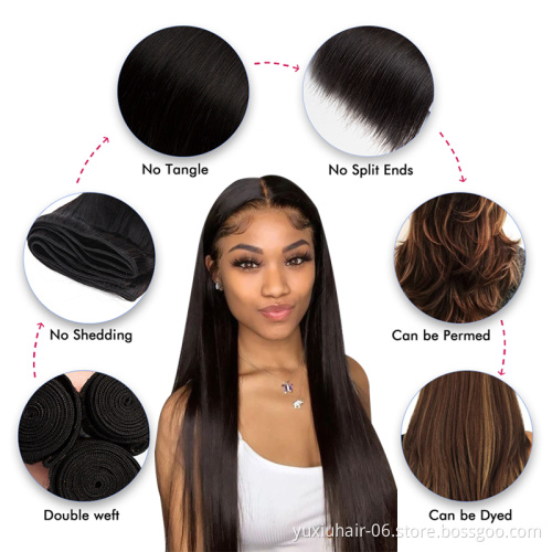 Wholesale Indian Straight Hair Bundles 4*4 Closure 100% Natural Human Hair Bundles Double Wefts Thick Remy Hair Extension
